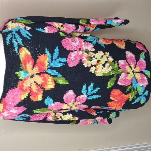 David Brooks Floral Print Silk Blend Sweater - Medium - Picture 3 of 6